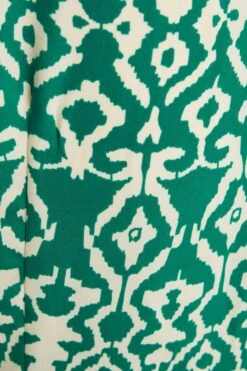 Green Satin Aztec Wrap Midi Dress -Claasyoo Shop 00100037099 ZS