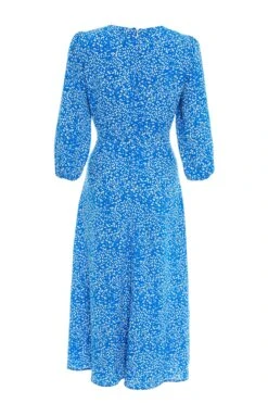Blue Smudge Animal Print Midi Dress -Claasyoo Shop 00100037103 ZB