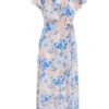 Blue Satin Floral Wrap Midaxi Dress 1 Blue Satin Floral Wrap Midaxi Dress -Claasyoo Shop 00100037132 ZM