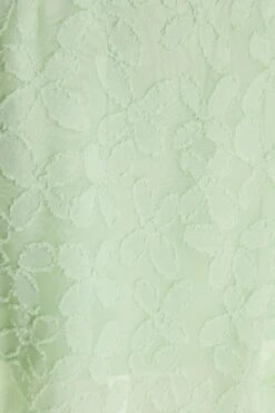 Sage Jacquard Puff Sleeve Midi Dress -Claasyoo Shop 00100037183 ZS