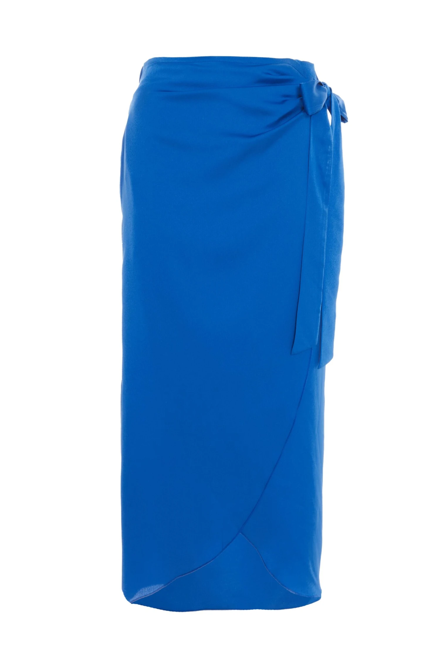 Royal Blue Satin Wrap Midi Skirt 3 Royal Blue Satin Wrap Midi Skirt