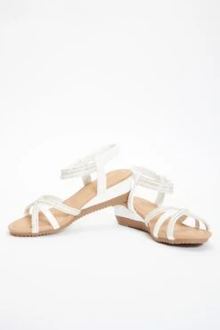 White Cross Front Comfort Wedges -Claasyoo Shop 00100037232 XS