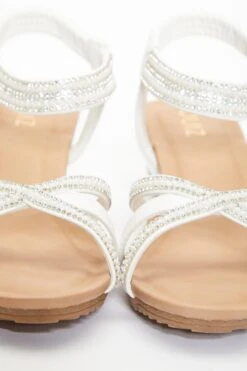 White Cross Front Comfort Wedges -Claasyoo Shop 00100037232 ZB