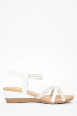 White Cross Front Comfort Wedges -Claasyoo Shop 00100037232 ZS