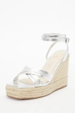 Silver Cross Strap Wedges -Claasyoo Shop 00100037269 XB