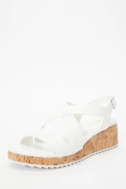 White Faux Leather Sporty Wedges -Claasyoo Shop 00100037278 XB