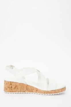 White Faux Leather Sporty Wedges -Claasyoo Shop 00100037278 ZS