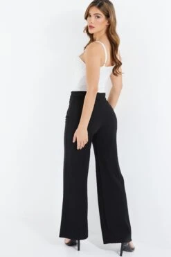 Black Button Palazzo Trousers -Claasyoo Shop 00100037329 XB
