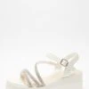 White Faux Leather Diamante Wedges -Claasyoo Shop 00100037331 ZM
