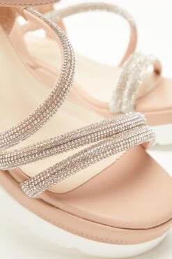 Pink Faux Leather Diamante Wedges -Claasyoo Shop 00100037332 ZB