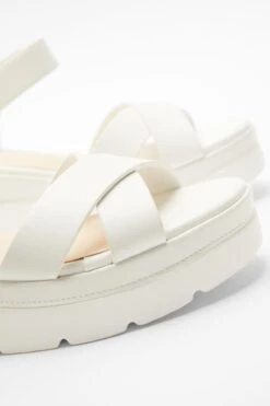 White Faux Leather Cross Strap Wedges -Claasyoo Shop 00100037333 ZB