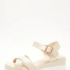 Nude Faux Leather Cross Strap Wedges -Claasyoo Shop 00100037334 ZM