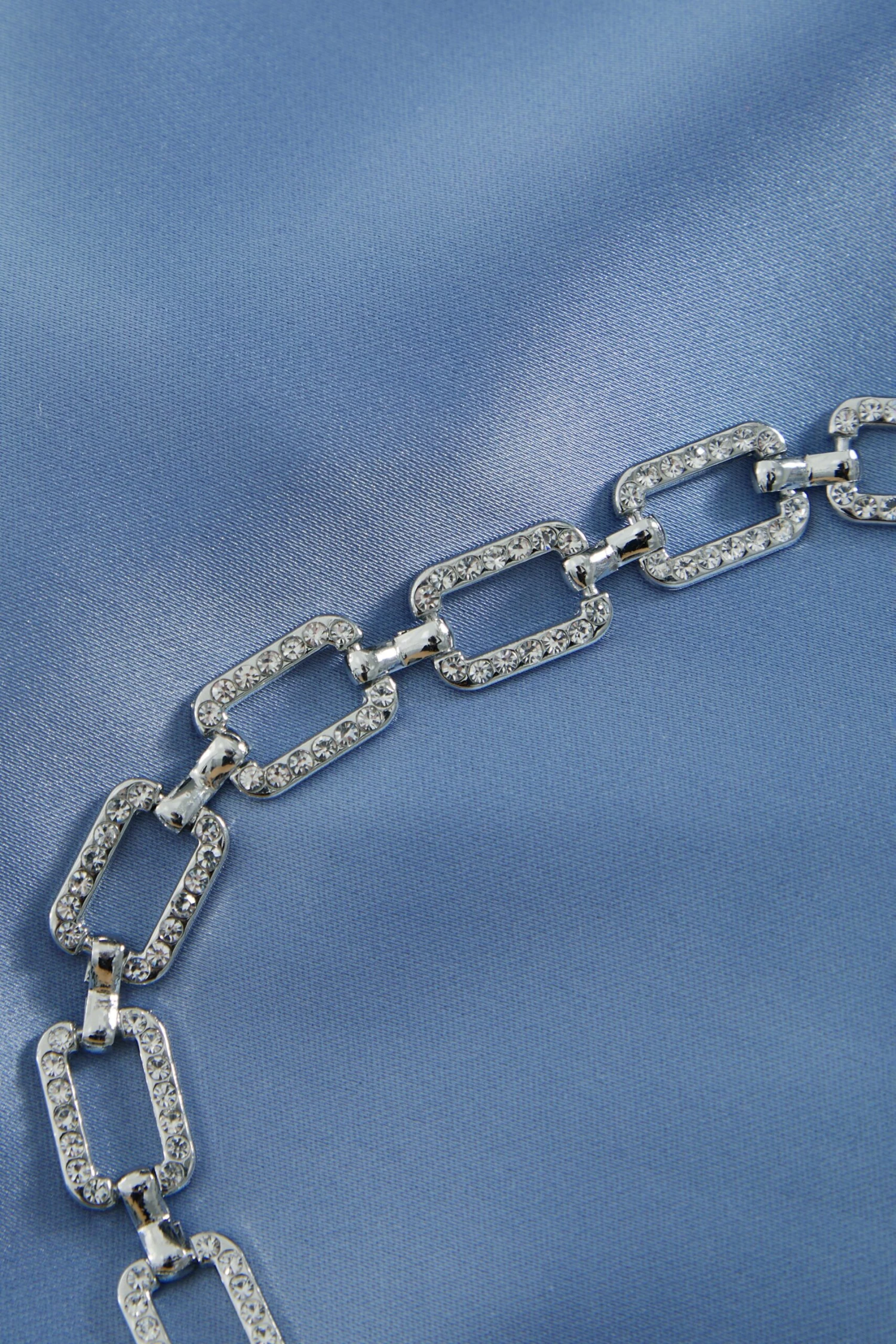 Blue Satin Diamante Frill Playsuit 8 Blue Satin Diamante Frill Playsuit - Image 6