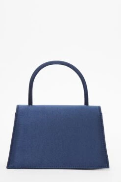 Navy Satin Diamante Bow Mini Tote Bag -Claasyoo Shop 00100037358 ZB
