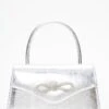 Silver Foil Diamante Bow Mini Tote Bag -Claasyoo Shop 00100037360 ZM