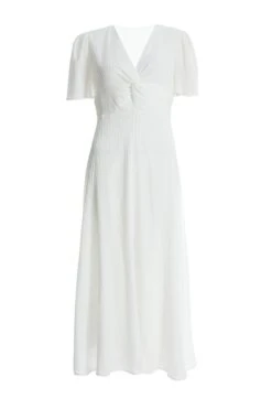 Cream Puff Sleeve Midi Dress