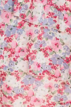 Multicoloured Chiffon Floral Frill Midi Skirt -Claasyoo Shop 00100037369 ZS