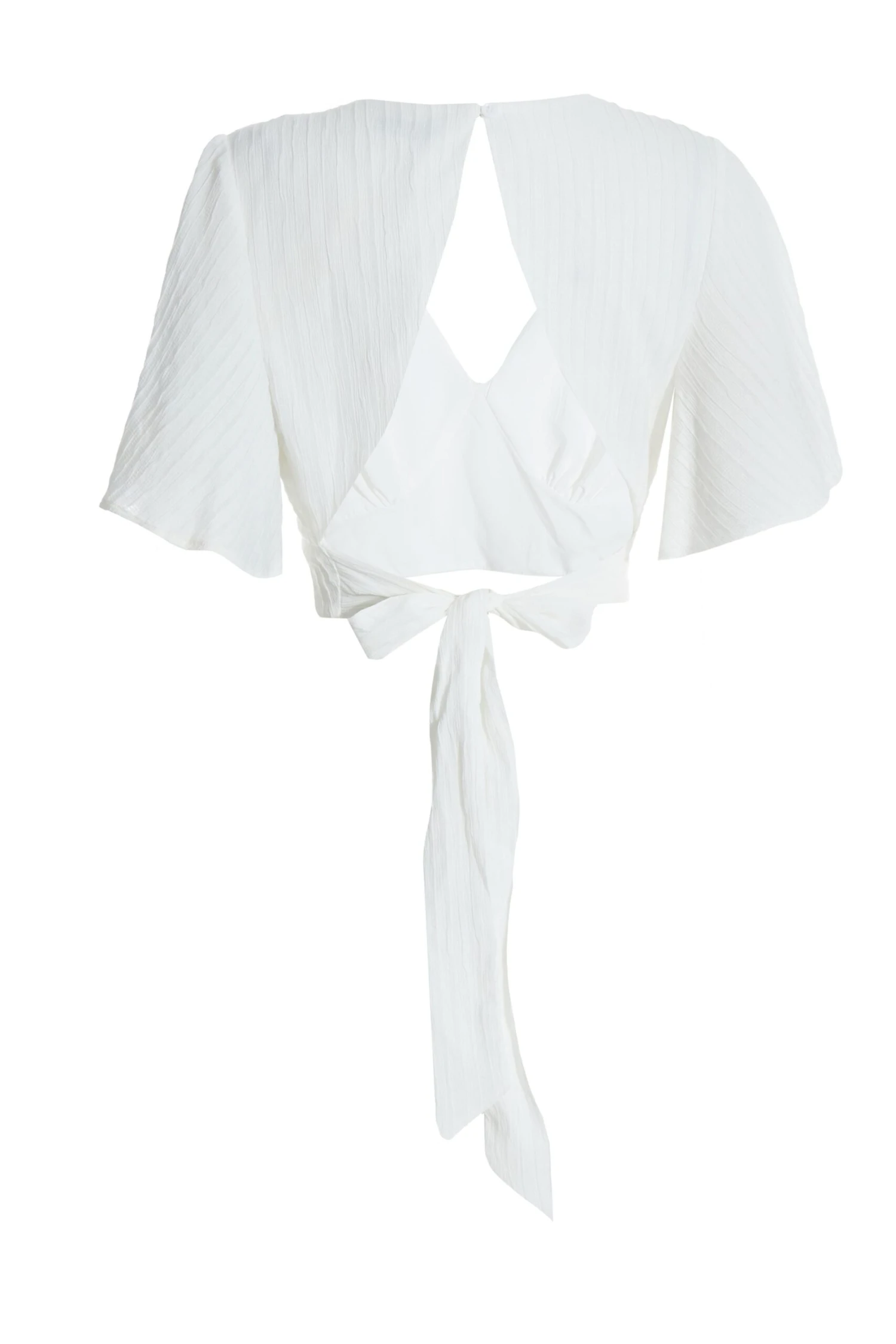 White Textured Tie Back Crop Top 7 White Textured Tie Back Crop Top - Image 5