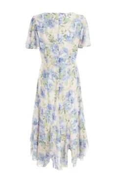 Pink Floral Midi Dress -Claasyoo Shop 00100037373 ZB