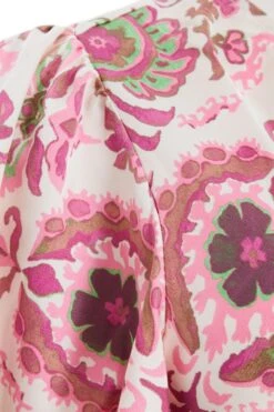 Pink Paisley Print Tie Front Crop Top -Claasyoo Shop 00100037375 ZS