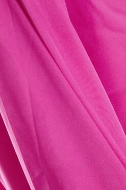 Pink Satin Tie Cropped Blouse -Claasyoo Shop 00100037376 ZS