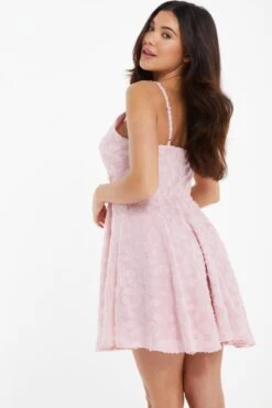 Pink Floral Skater Dress -Claasyoo Shop 00100037379 XB