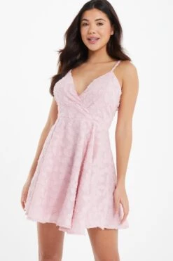 Pink Floral Skater Dress -Claasyoo Shop 00100037379 XM