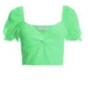 Green Chiffon Dobby Crop Top -Claasyoo Shop 00100037394 ZM