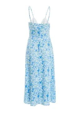 Blue Floral Knot Front Midi Dress -Claasyoo Shop 00100037426 ZB