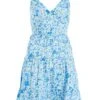 Blue Floral Tie Back Mini Dress