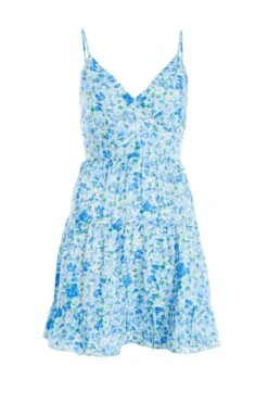Blue Floral Tie Back Mini Dress