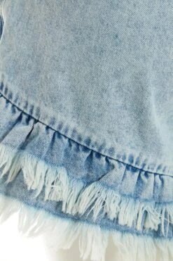 Light Blue Denim Frill Shorts -Claasyoo Shop 00100037430 ZS