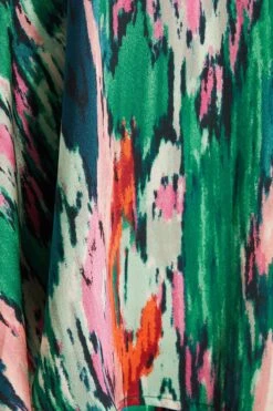 Green Satin Marble Print Playsuit -Claasyoo Shop 00100037434 ZS