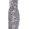 Navy Animal Print Wrap Midi Dress 2 Navy Animal Print Wrap Midi Dress -Claasyoo Shop 00100037455 ZM