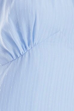 Blue Chiffon High Neck Mini Dress -Claasyoo Shop 00100037457 ZS