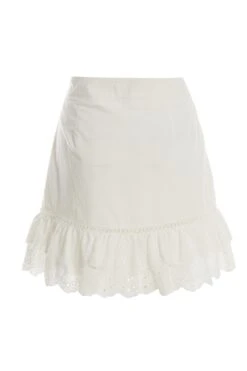 White Crochet Trim Mini Skirt -Claasyoo Shop 00100037459 ZB