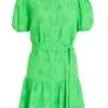 Green Embroidered Mini Shirt Dress -Claasyoo Shop 00100037475 ZM