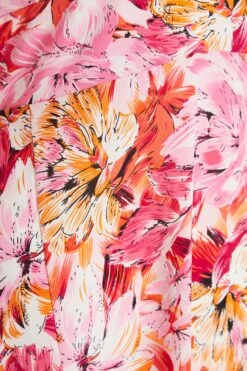 Pink Floral Wrap Midi Dress -Claasyoo Shop 00100037502 ZS