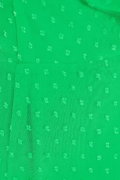 Green Chiffon Dobby Wrap Midi Dress -Claasyoo Shop 00100037558 ZS