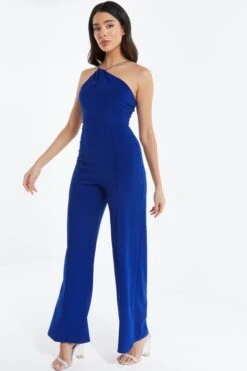 Royal Blue Palazzo Jumpsuit -Claasyoo Shop 00100037571 XS