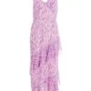 Lilac Chiffon Animal Print Midi Dress -Claasyoo Shop 00100037591 ZM