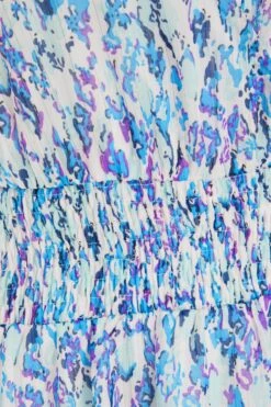 Blue Floral Tiered Wrap Midi Dress -Claasyoo Shop 00100037596 ZS