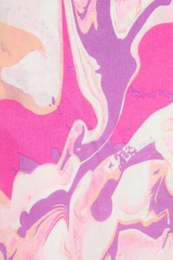 Pink Satin Marble Print Wrap Mini Dress -Claasyoo Shop 00100037700 ZS