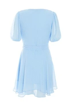 Light Blue Jacquard Skater Dress -Claasyoo Shop 00100037726 ZB