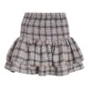 Stone Check Print Ruched Frill Mini Skirt -Claasyoo Shop 00100037831 ZM