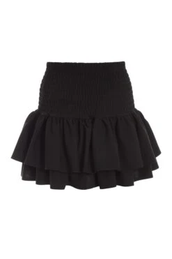 Black Ruched Frill Mini Skirt 12 Black Ruched Frill Mini Skirt -Claasyoo Shop 00100037833 ZB
