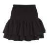 Black Ruched Frill Mini Skirt -Claasyoo Shop 00100037833 ZM