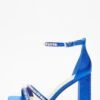 Wide Fit Blue Satin Block Heeled Sandals -Claasyoo Shop 00100037838 ZM