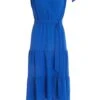 Royal Blue Tiered Dip Hem Midi Dress -Claasyoo Shop 00100037865 ZM