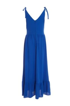 Royal Blue Tie Midaxi Dress -Claasyoo Shop 00100037875 ZB